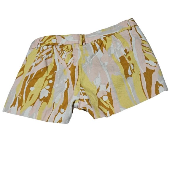 J Crew Shorts Abstract Womens Size 6 Yellow Pink Abstract Print Summer Side Zip - Picture 2 of 5